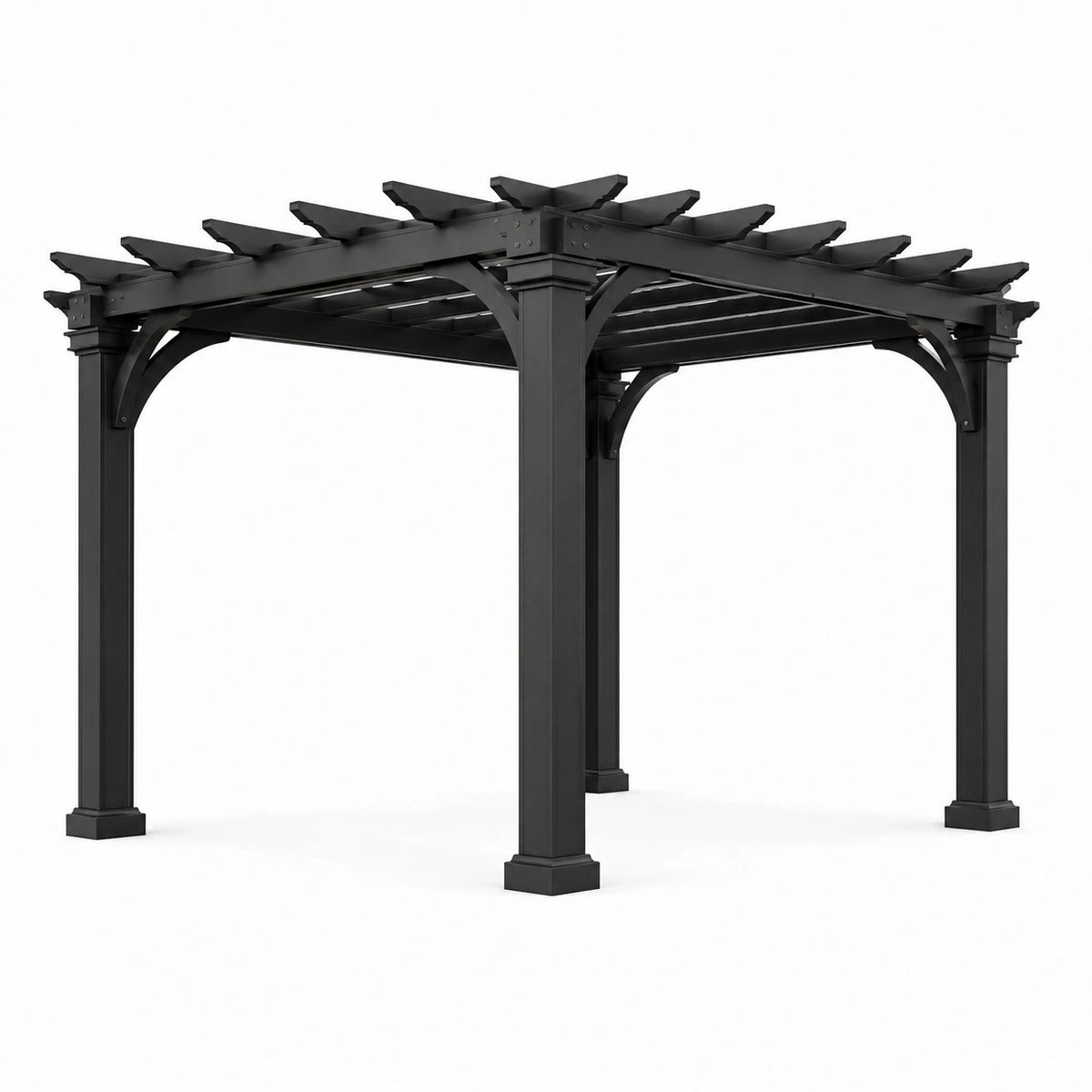 Pergola de jardin en aluminium noir avec toit à lames fixes, 300 x 300 x 250 cm