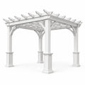 Pergola de jardin en bois peint blanc avec toit ajouré, 305 x 305 x 254 cm