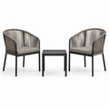 Ensemble de jardin 3 pièces taupe et noir avec 2 fauteuils de 58 x 60 x 78 cm et table de 45 x 45 x 42 cm