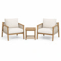 Salon de jardin 3 pièces beige et blanc cassé, 2 fauteuils de 75 x 76 x 80 cm et table de 48 x 48 x 48 cm