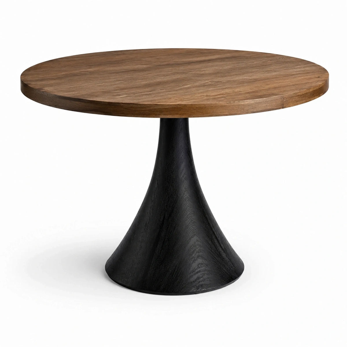 Table à manger ronde en bois brun et noir, Ø 120 x H 76 cm, avec pied central