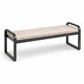 Banc d'entrée 120 x 40 x 45 cm avec assise beige effet pierre et structure en métal noir