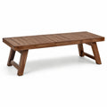 Banc de jardin en bois brun à assise à lattes, 160 x 40 x 45 cm, style rustique