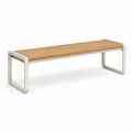 Banc à lattes en bois naturel et métal beige, 150 x 40 x 45 cm, style contemporain