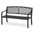 Banc de jardin 2 places en métal noir avec dossier ajouré, 127 x 60 x 87 cm