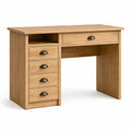 Bureau informatique effet chêne clair avec 5 tiroirs et niche ouverte, 120 x 50 x 75 cm