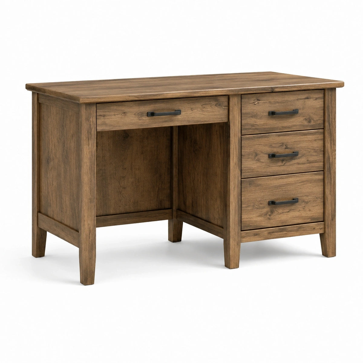 Bureau rustique brun et noir à 4 tiroirs, 120 x 55 x 76 cm