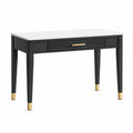 Bureau noir et blanc avec tiroir et finitions dorées, 120 x 50 x 76 cm