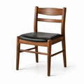 Chaise rétro en bois brun avec assise rembourrée noire, 48 x 52 x 84 cm