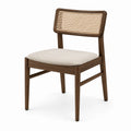 Chaise en bois marron avec dossier en cannage et assise rembourrée beige, 49 x 53 x 80 cm